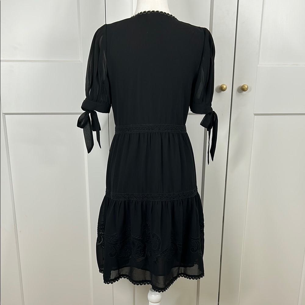 Ralph Lauren Black Puff Sleeve V-Neck Dress | 4 - Picture 6 of 6